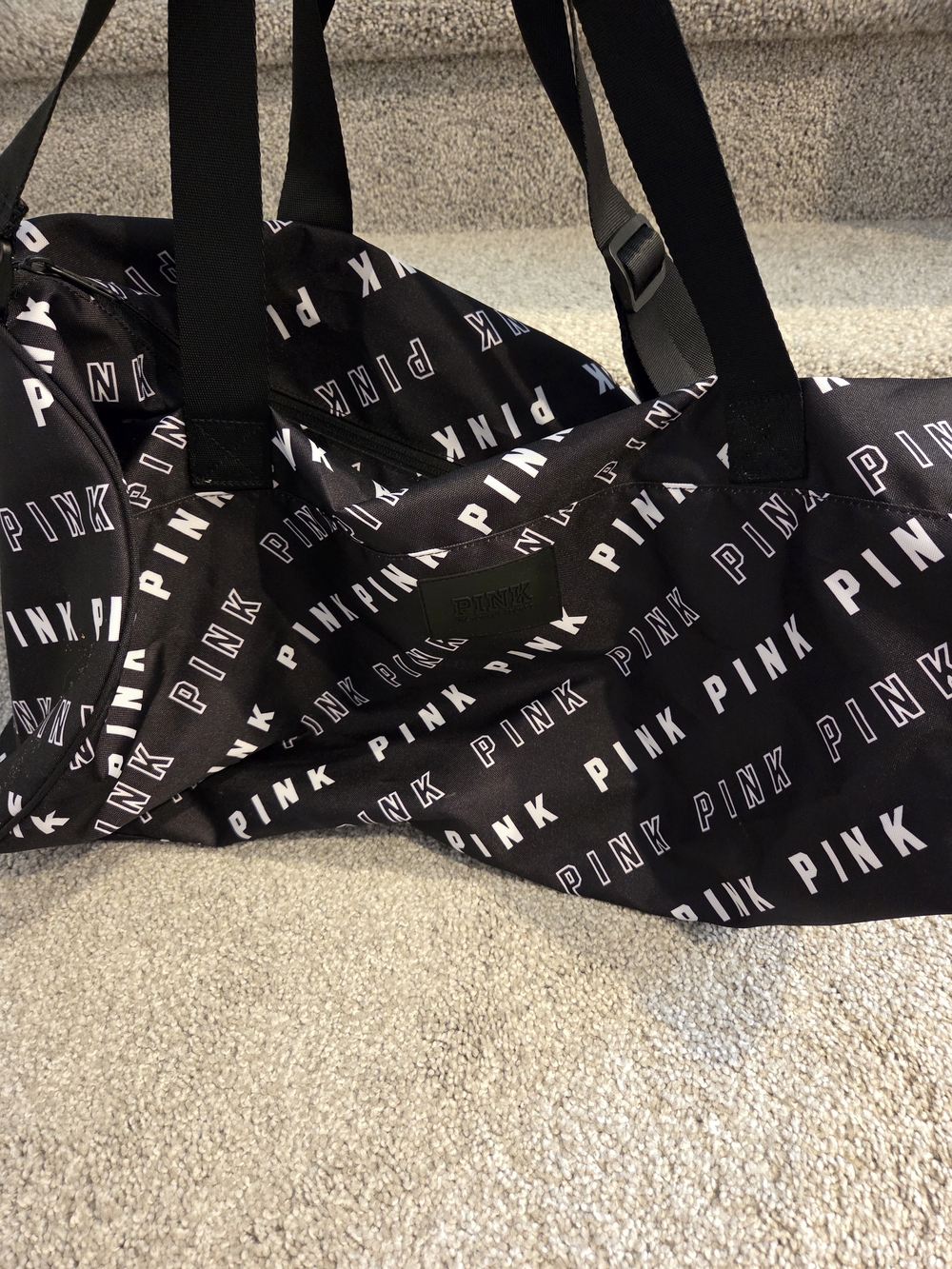 PINK Victoria's Secret Black and White Logo Shopper Tote